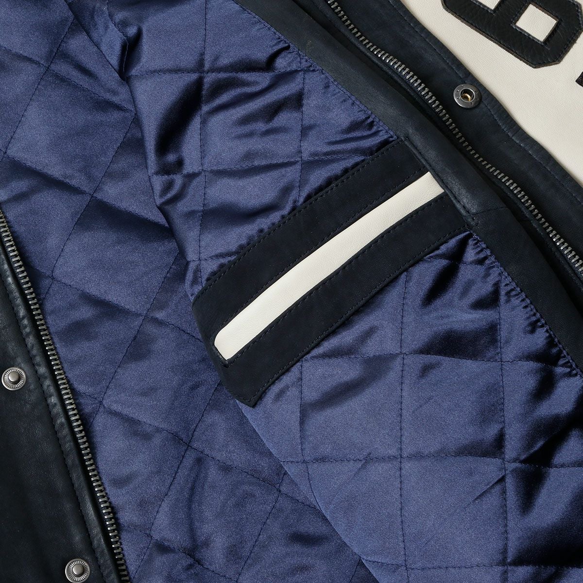 Warson Motors｜バーシティ レザージャケット｜アウター｜ブラック×オフホワイト