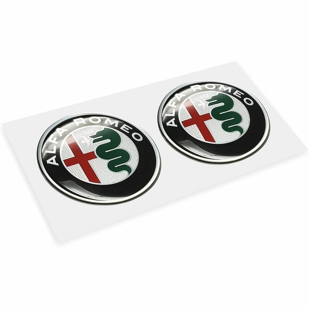 Alfaromeo｜アルファロメオ 3D ロゴ 12mm ラウンド ステッカー (2個セット)｜マルチカラー