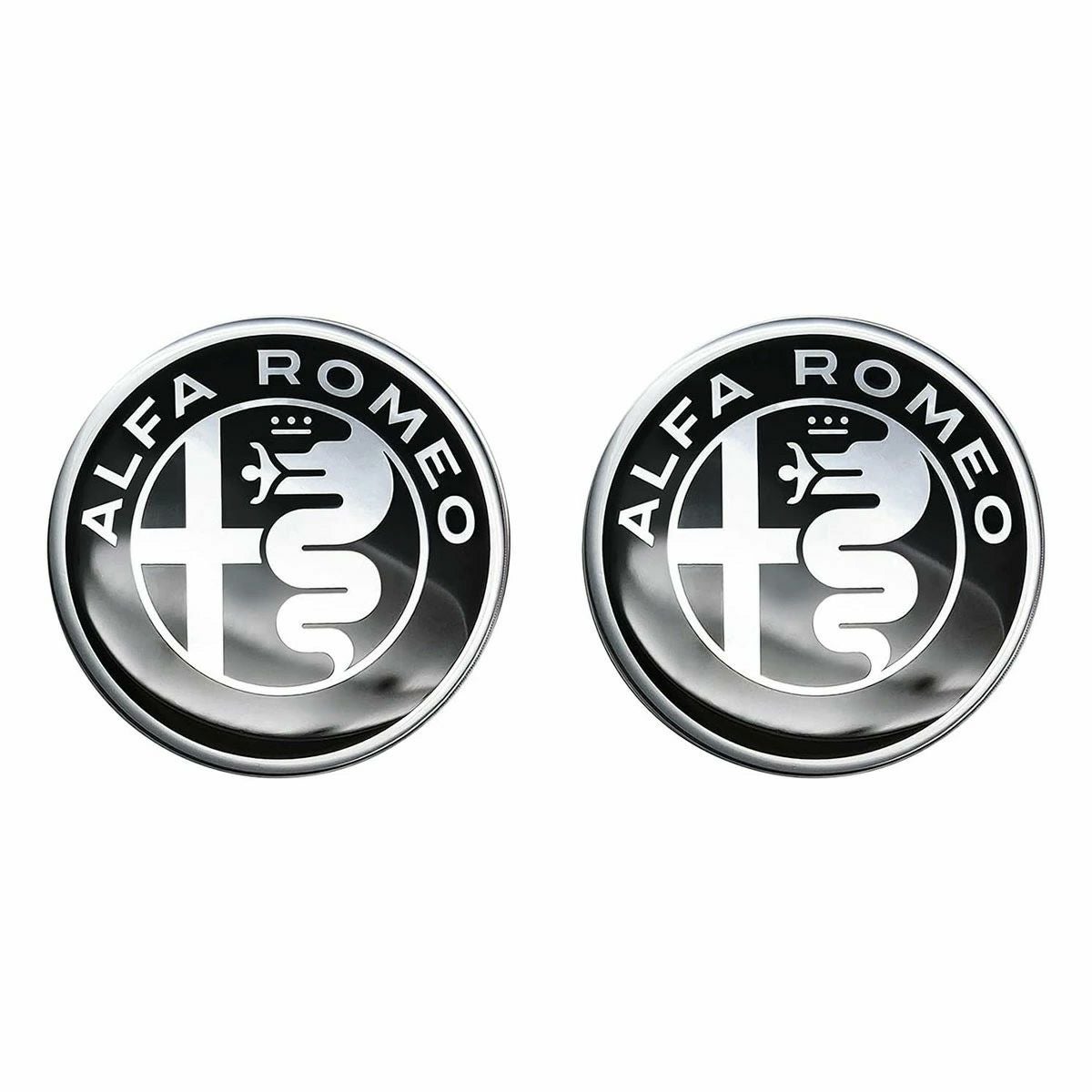 Alfaromeo｜アルファロメオ 3D ロゴ 21mm ラウンド ステッカー (2個セット)｜ブラック