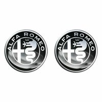 Alfaromeo｜アルファロメオ 3D ロゴ 21mm ラウンド ステッカー (2個セット)｜ブラック