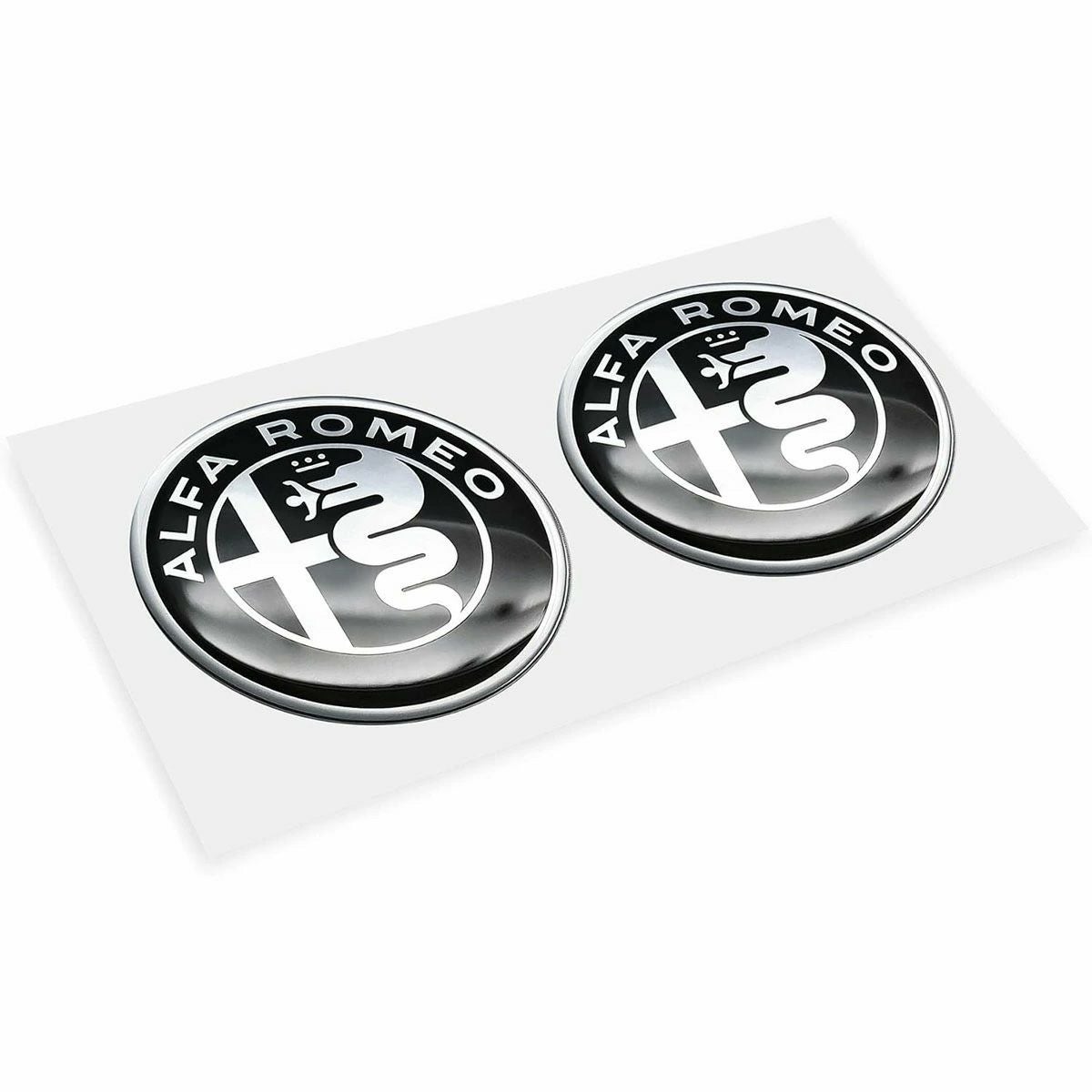 Alfaromeo｜アルファロメオ 3D ロゴ 21mm ラウンド ステッカー (2個セット)｜ブラック