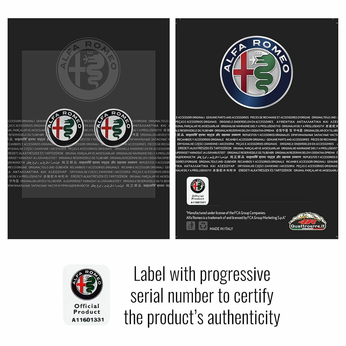 Alfaromeo｜アルファロメオ 3D ロゴ 21mm ラウンド ステッカー (2個セット)｜マルチカラー