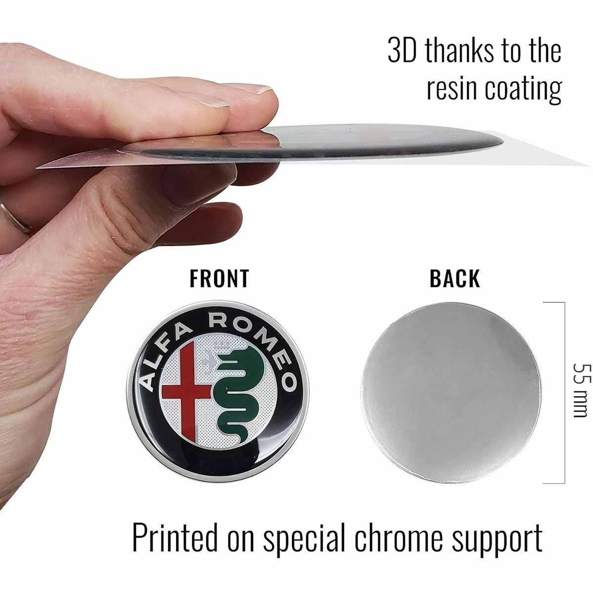 アルファロメオ 3D ロゴ 55mm ラウンド ステッカー | モトーリモーダ