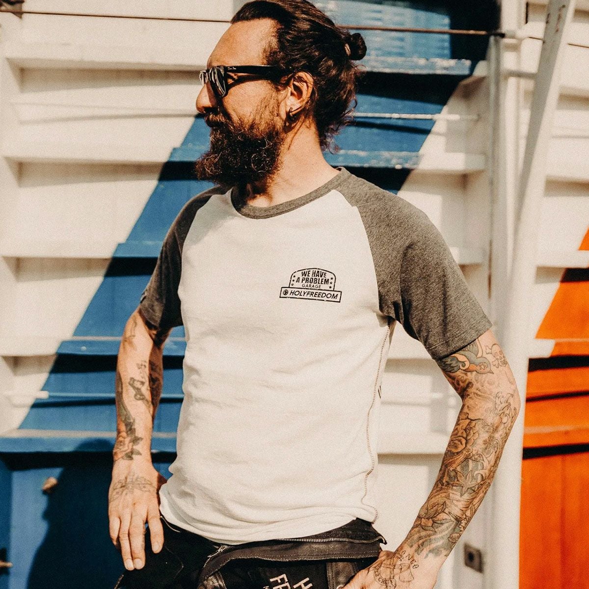 HolyFreedom｜フェリックス Tシャツ｜ホワイト×グレー