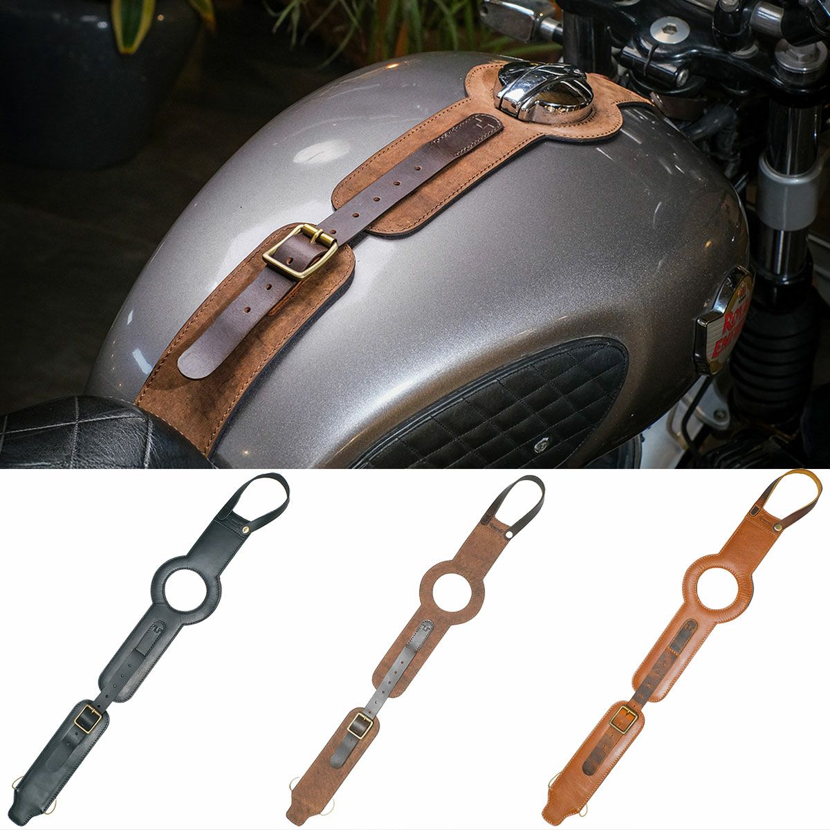 タンクストラップ ステンレス製 取り付けハードウェア付き MOTO エクスクルーシブ タンクストラップ for INT650 / GT650