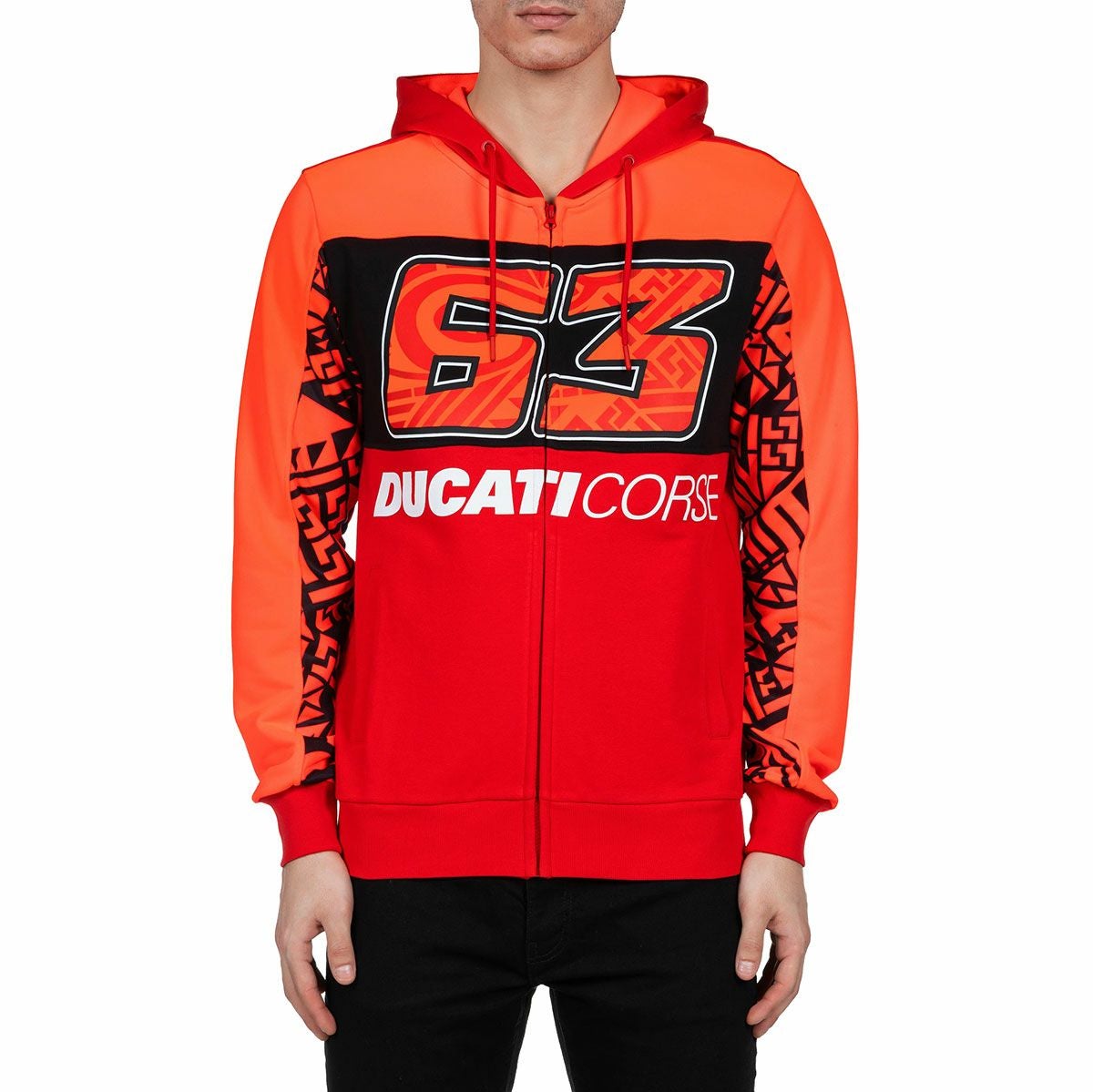 Moto GP Collection｜バニャイア ドゥカティ メンズ デュアル フリース｜ニット｜レッド｜モデル着用