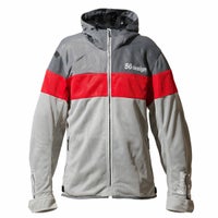 56design｜ボーダー メッシュ パーカー｜ファブリック｜グレー×レッド