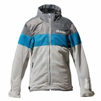 56design｜ボーダー メッシュ パーカー｜ファブリック｜グレー×ターコイズ