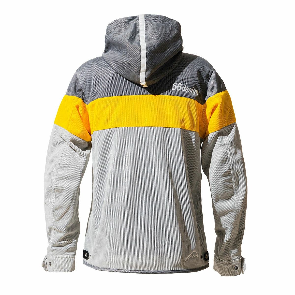56design｜ボーダー メッシュ パーカー｜ファブリック｜グレー×イエロー