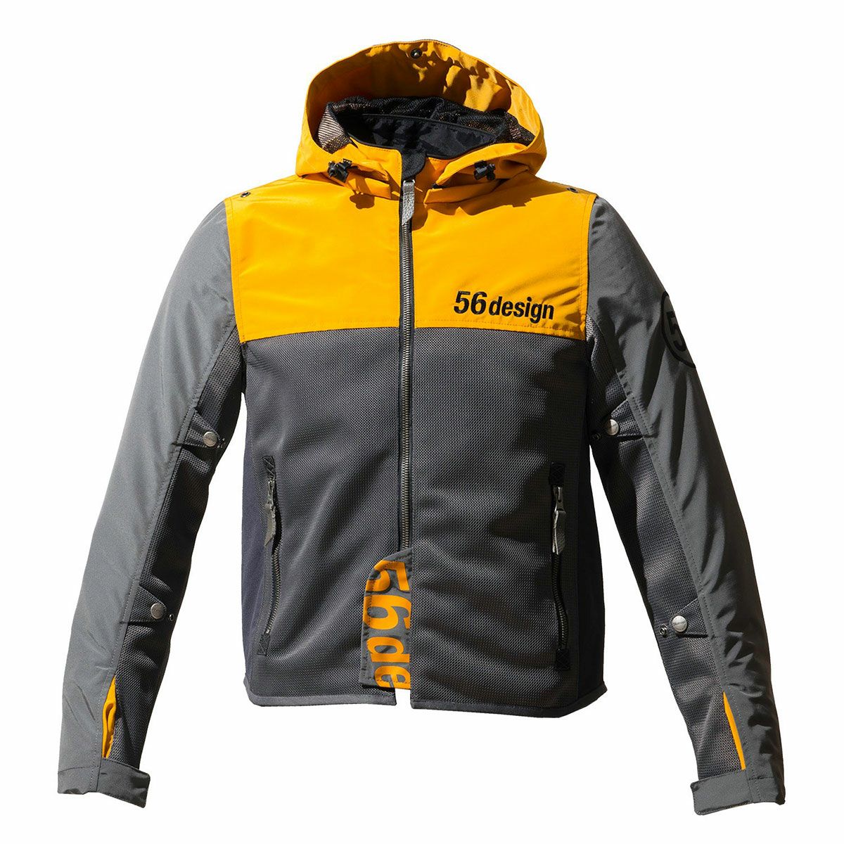 56design｜ハーフ メッシュ パーカー エヴォ 2｜ファブリック｜ダークグレー×イエロー