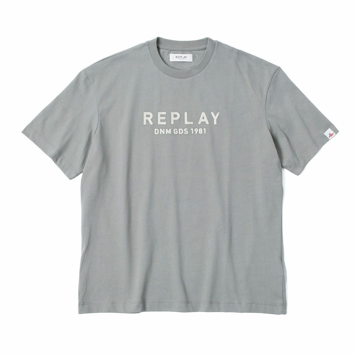 Replay｜リラックスフィット レタリング Tシャツ｜グレーミリタリー