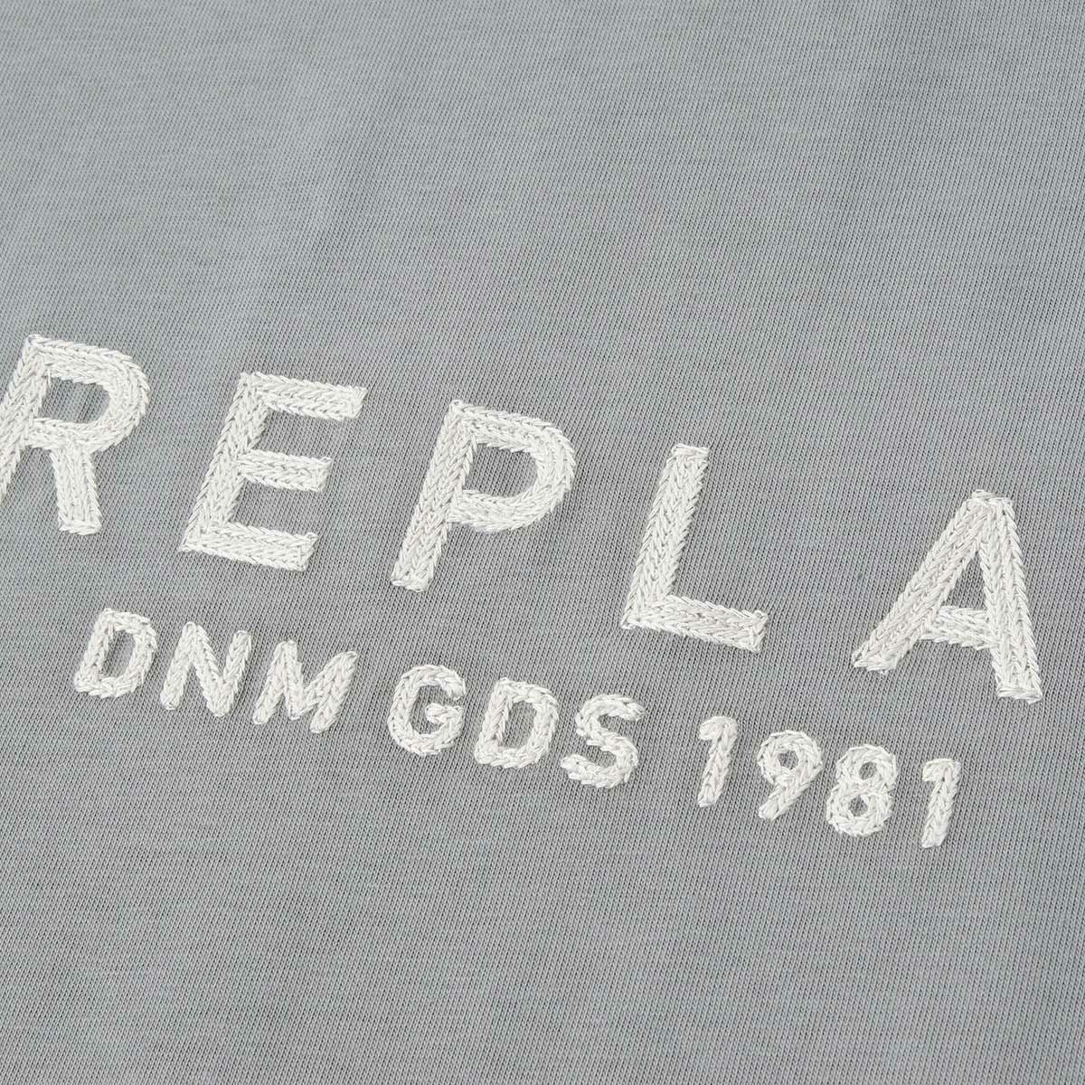 Replay｜リラックスフィット レタリング Tシャツ｜グレーミリタリー