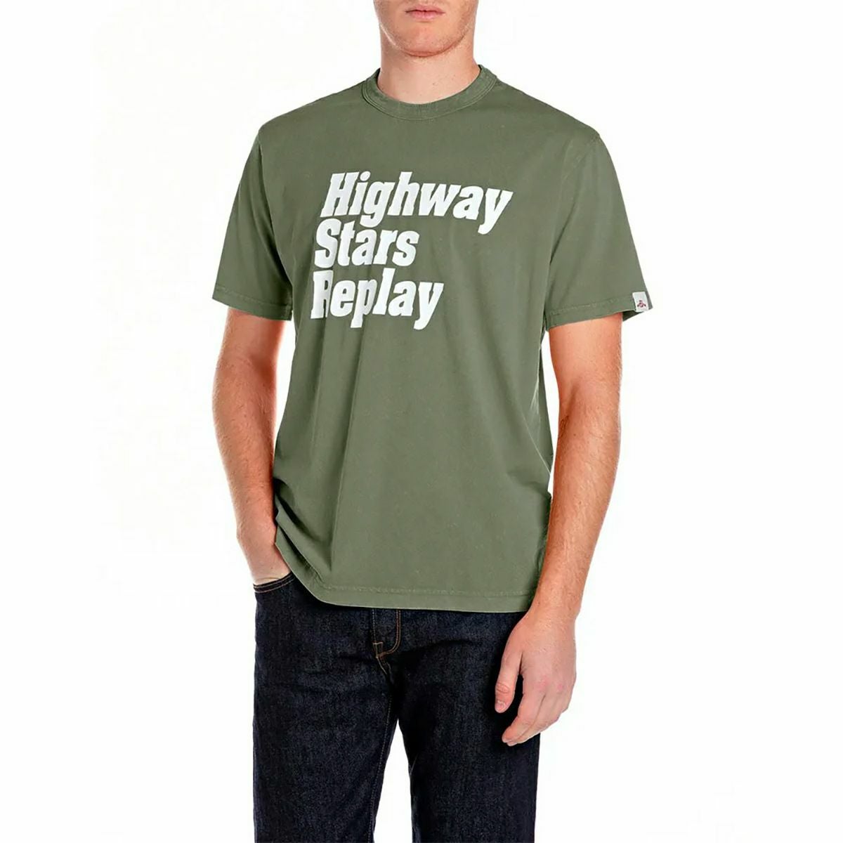 Replay｜ハイウェイ スター Tシャツ｜オリーブ｜モデル着用