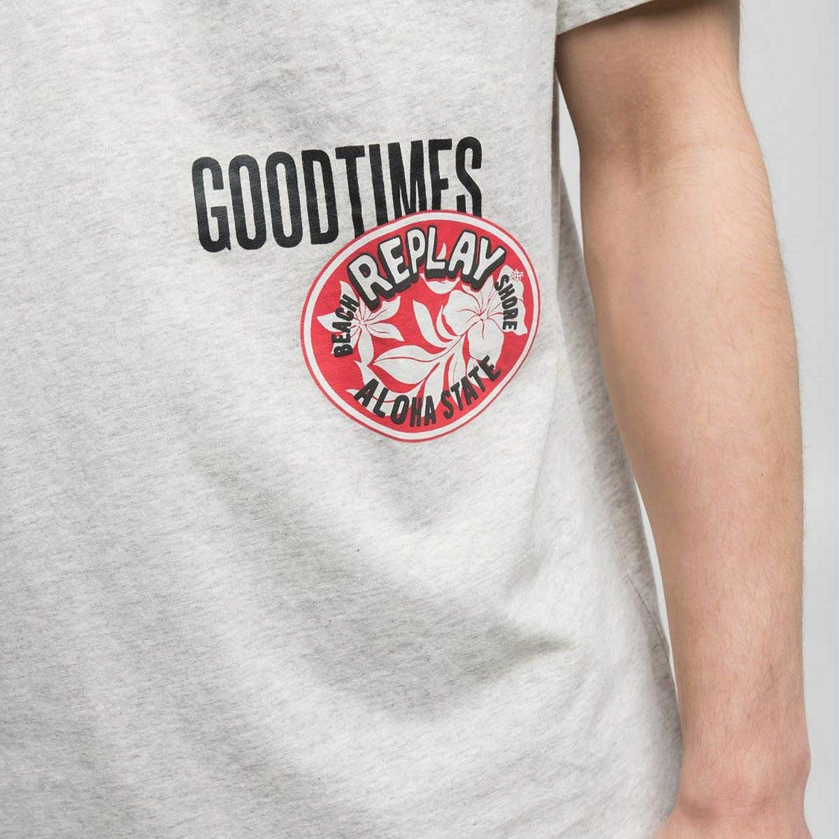 Replay｜エフェクト パッチ Tシャツ｜ライトグレーメランジ