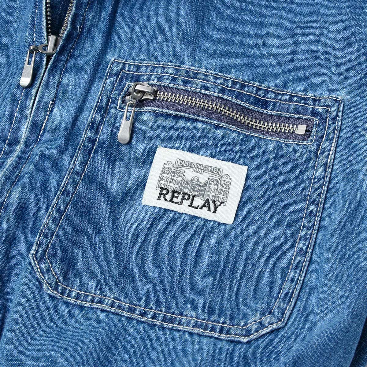 Replay｜リラックスフィット デニム ジャンプスーツ｜オーバーオール｜ミディアムブルー