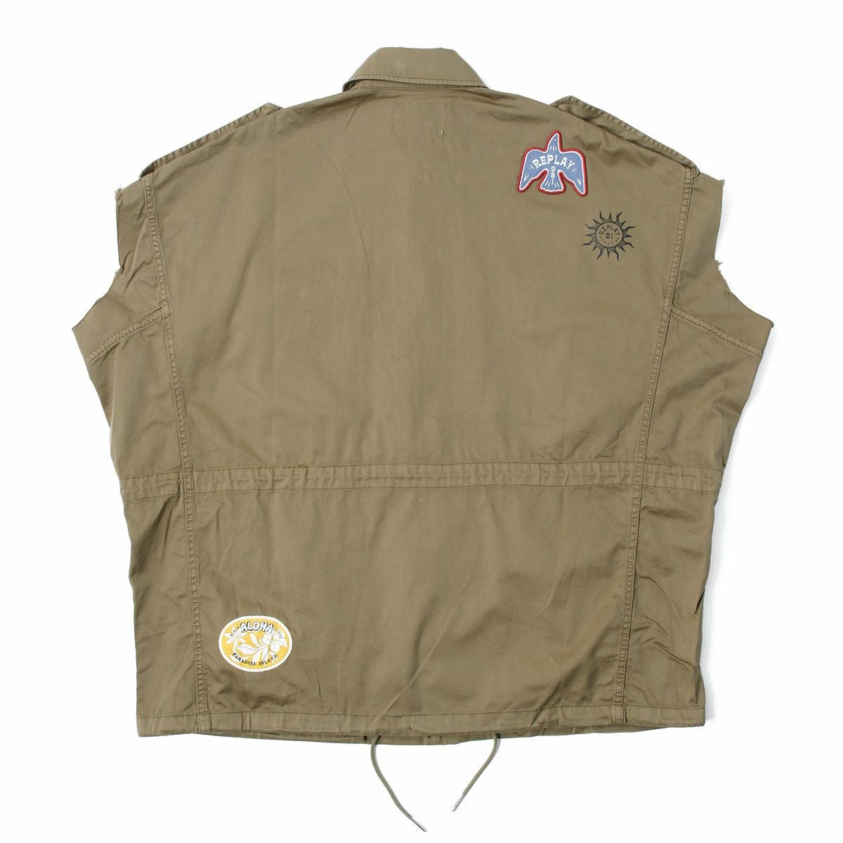 Replay｜ドローストリング ツイル シャツ｜ウィードグリーン