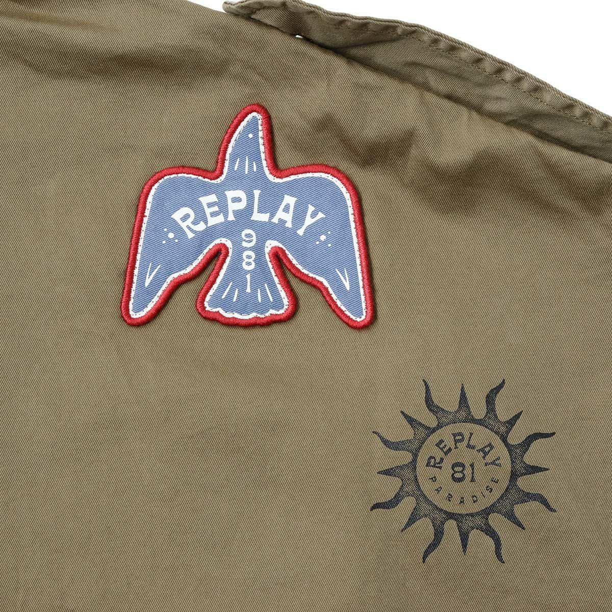 Replay｜ドローストリング ツイル シャツ｜ウィードグリーン