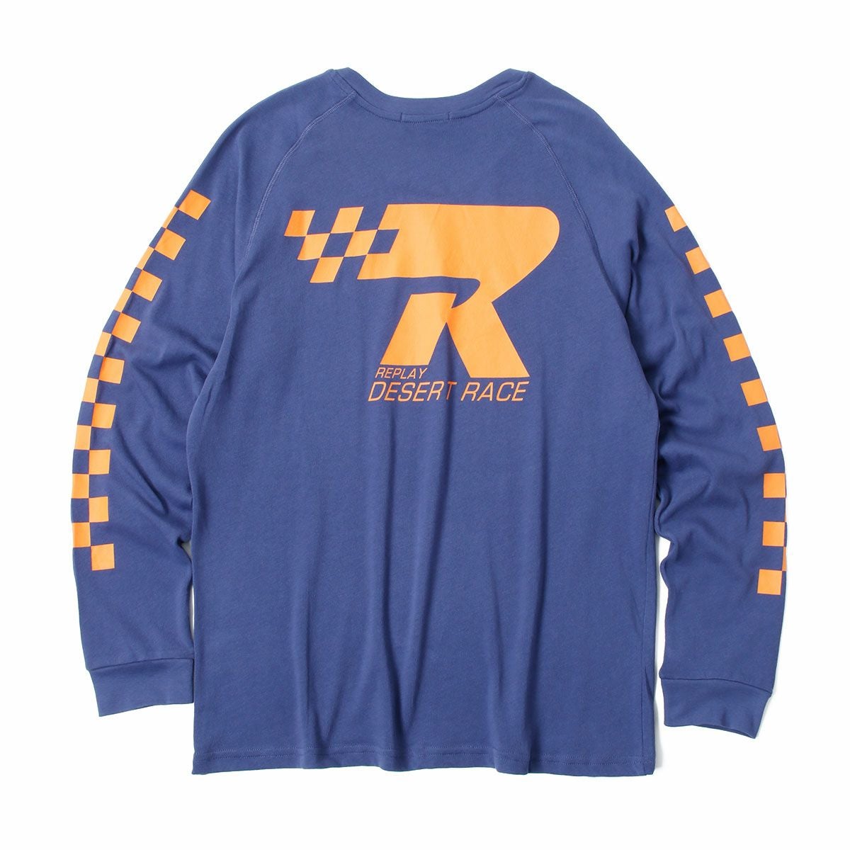 Replay｜チェッカープリント ロングスリーブ Tシャツ｜スキッパーブルー