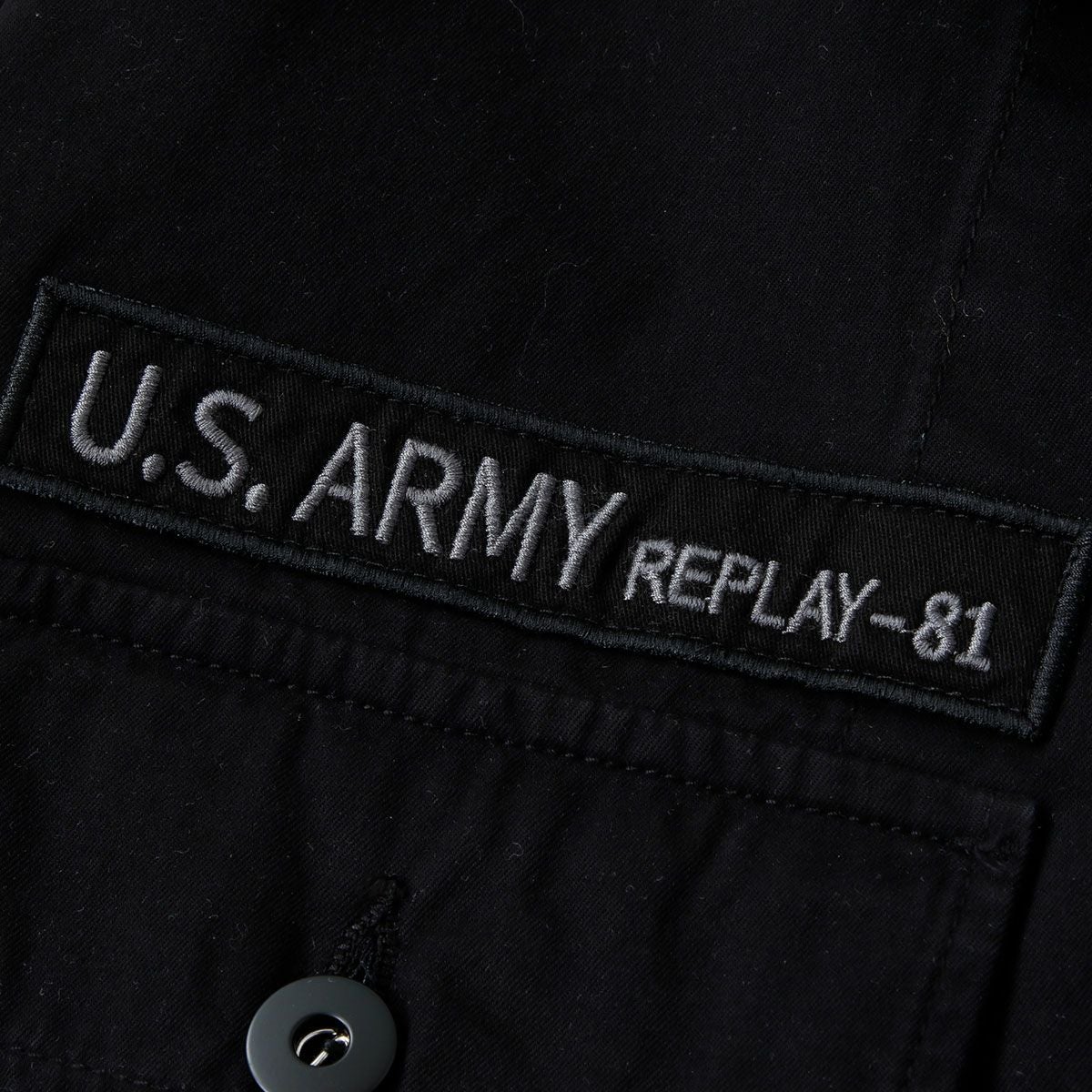 Replay｜ワッペン シャツジャケット｜ファブリック｜ブラック