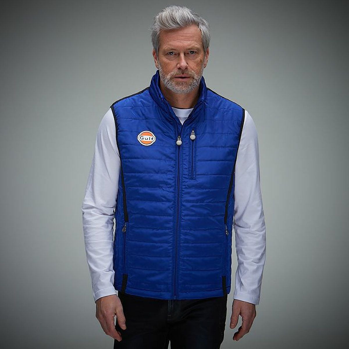 GULF｜ガルフ パフォーマンス ダウンベスト｜ベスト｜ブルー｜モデル着用