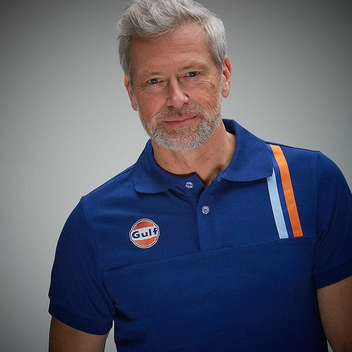 GULF｜ガルフ 1 ポロ｜ポロシャツ｜ブルー｜モデル着用