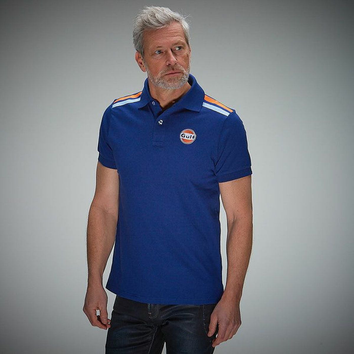 GULF｜ガルフ 2 ポロ｜ポロシャツ｜ブルー｜モデル着用