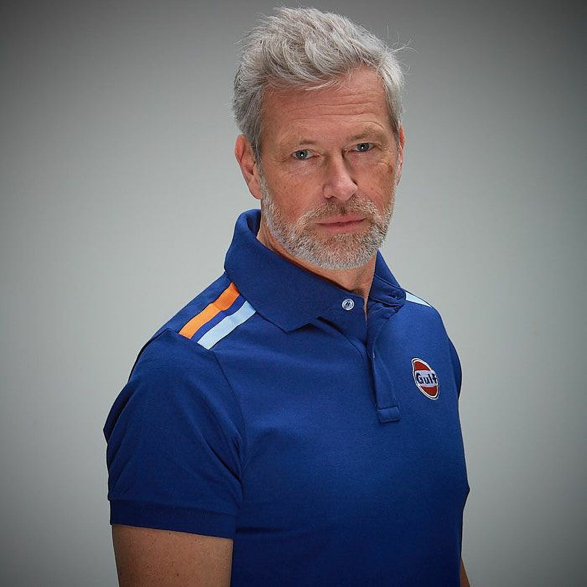 GULF｜ガルフ 2 ポロ｜ポロシャツ｜ブルー｜モデル着用