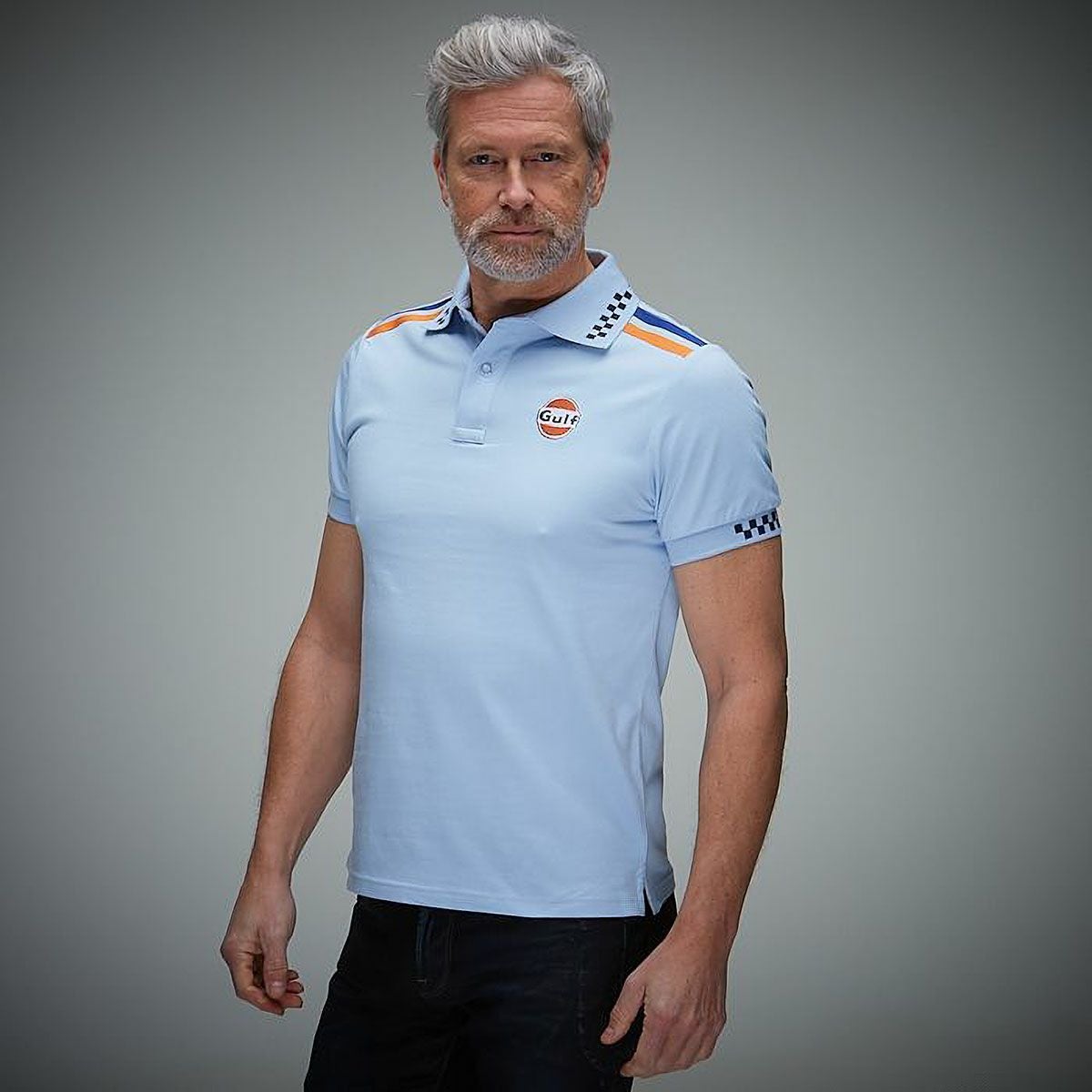 GULF｜ガルフ 2 ポロ｜ポロシャツ｜ライトブルー｜モデル着用