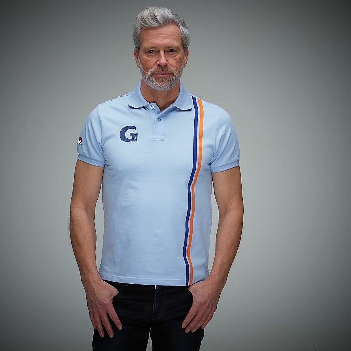 GULF｜ガルフ 4 ポロ｜ポロシャツ｜ライトブルー｜モデル着用