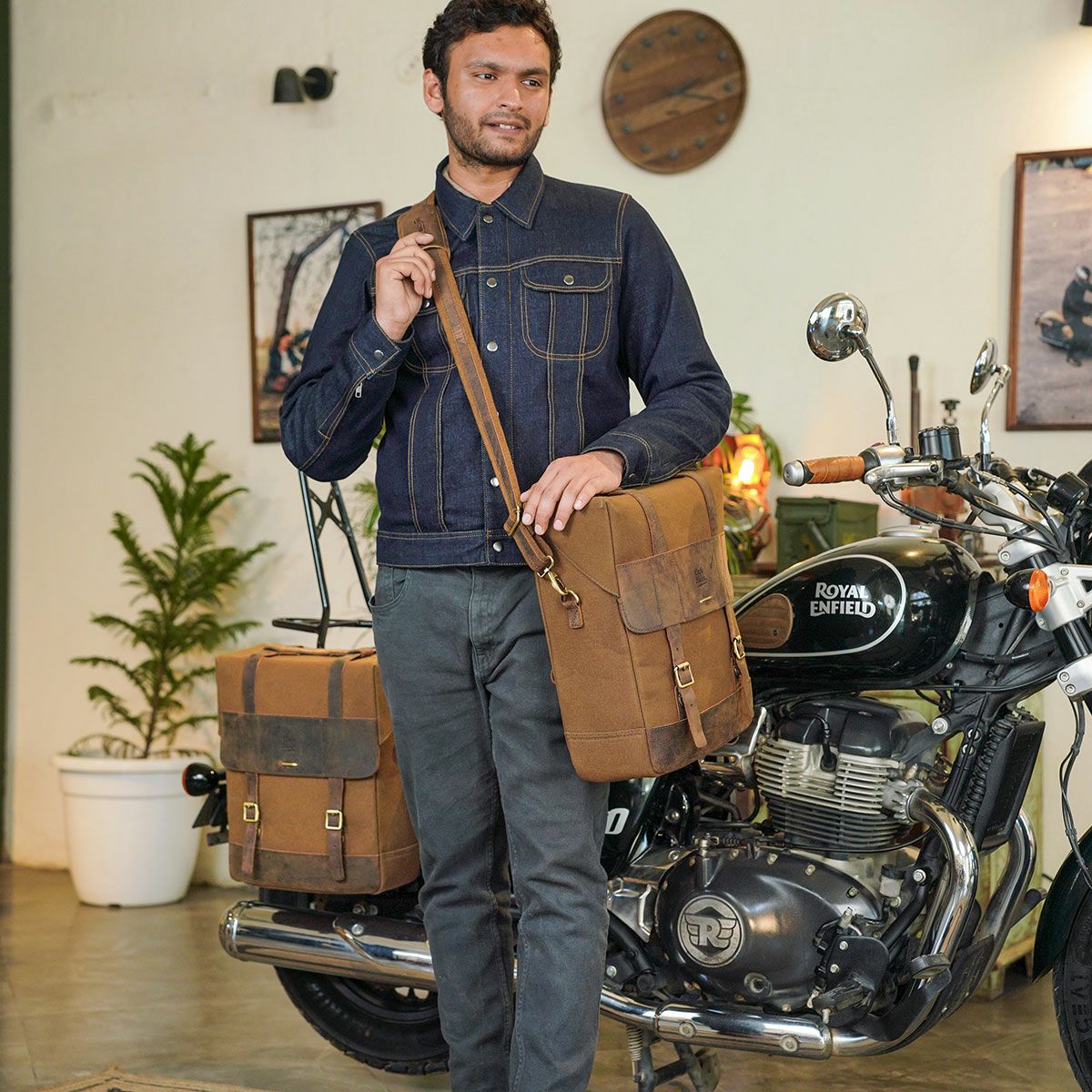 Trip Machine｜ベンチュラ サドルバッグ｜サイドバッグ｜タバコブラウン｜使用イメージ