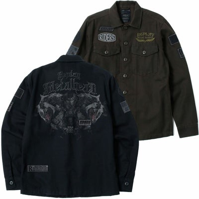 Replay｜コットン ステイン アーミー ジャケット｜ファブリック