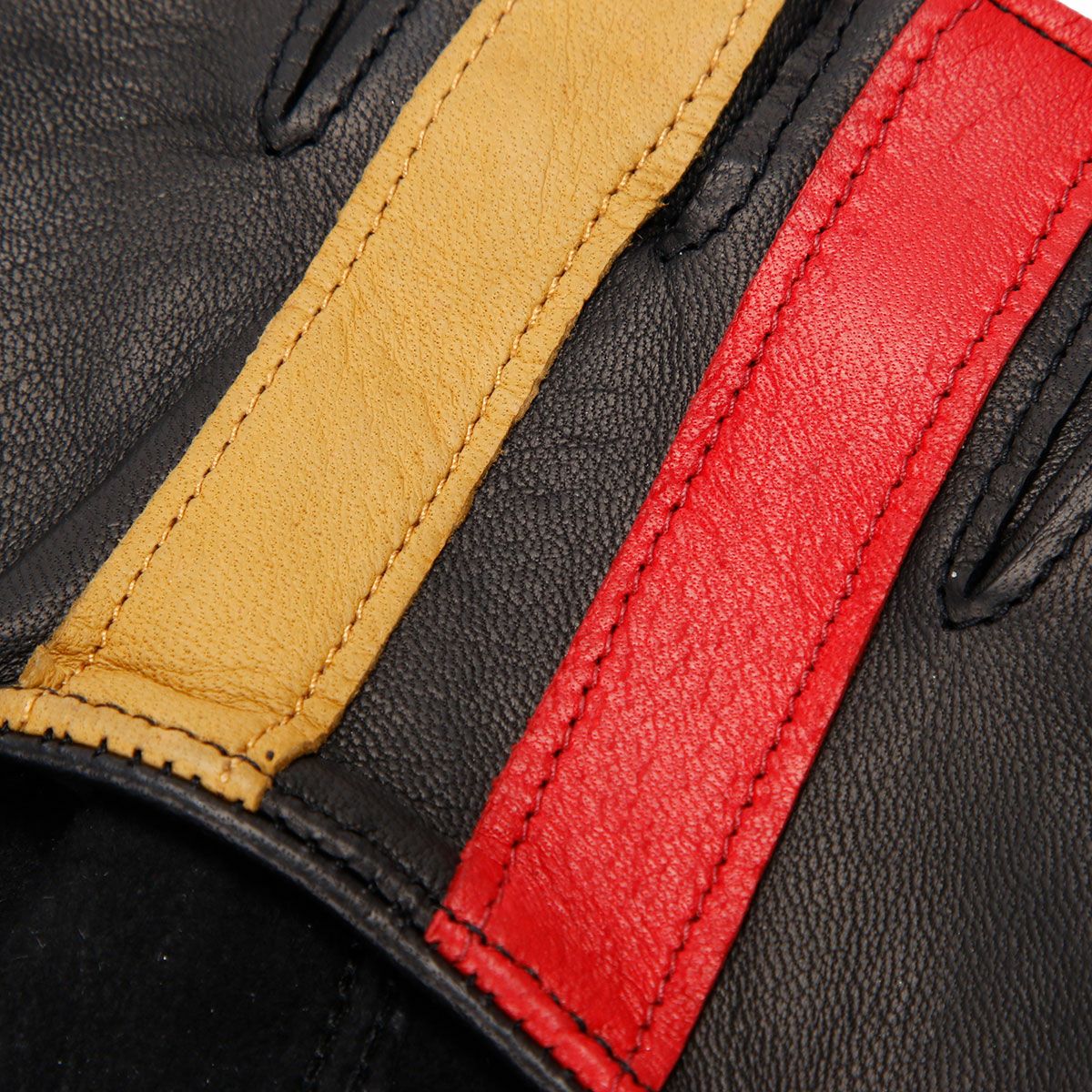 Motorimoda｜アウトバーン レザー ドライビンググローブ｜ハーフ｜ブラック×レッド×イエロー