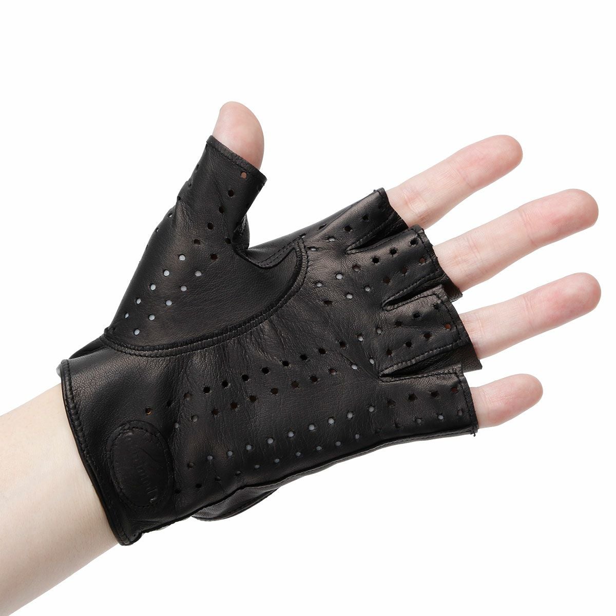 Motorimoda｜アウトバーン レザー ドライビンググローブ｜ハーフ｜ブラック×レッド×イエロー｜モデル着用