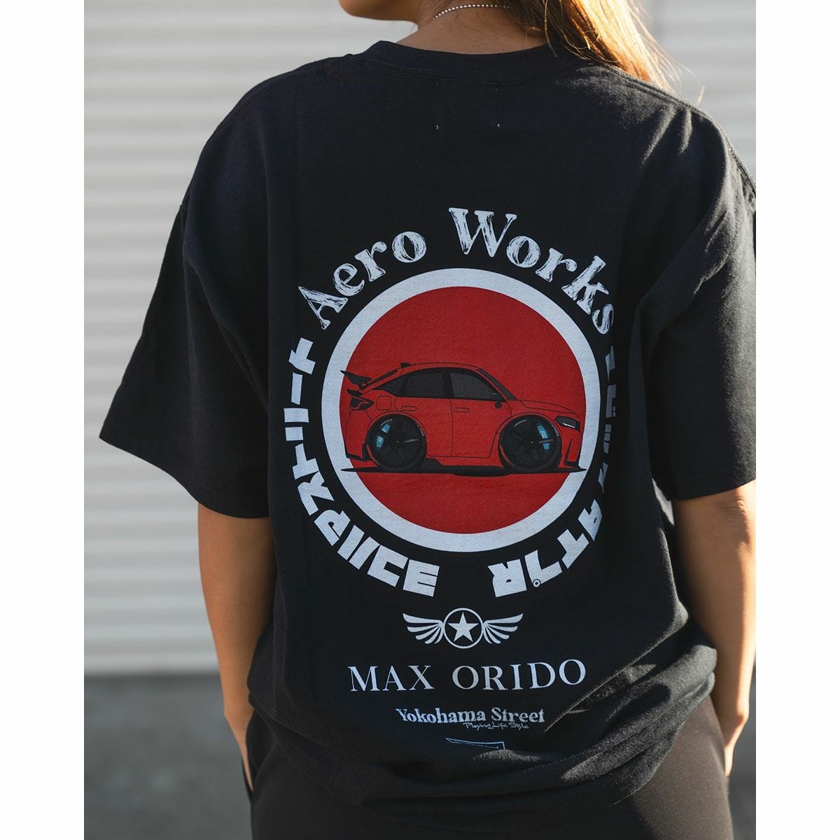 MAX ORIDO｜MAX ORIDO Civic Tシャツ｜ブラック｜モデル着用