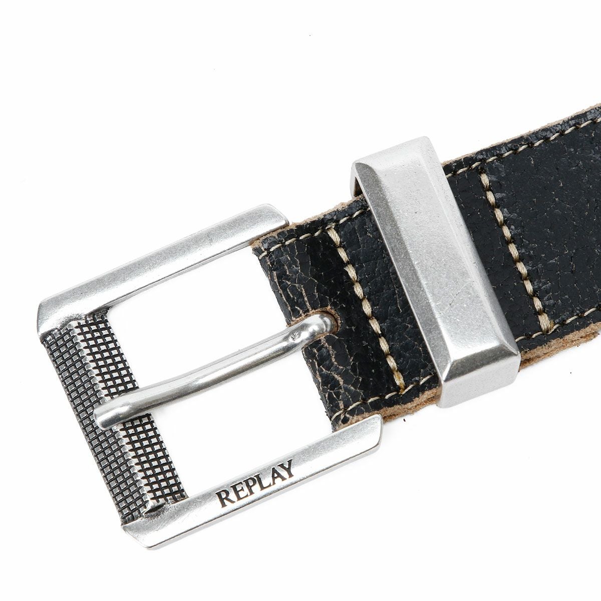 Replay｜クラックエフェクト レザーベルト｜ブラック