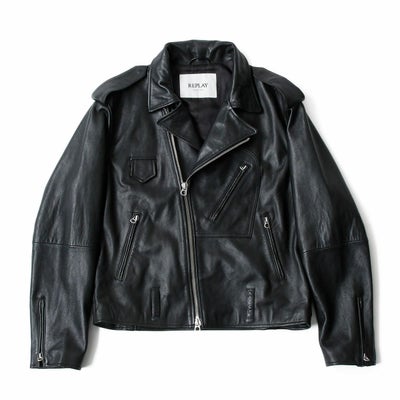 Replay｜ラペルカラー バイカージャケット｜レザー