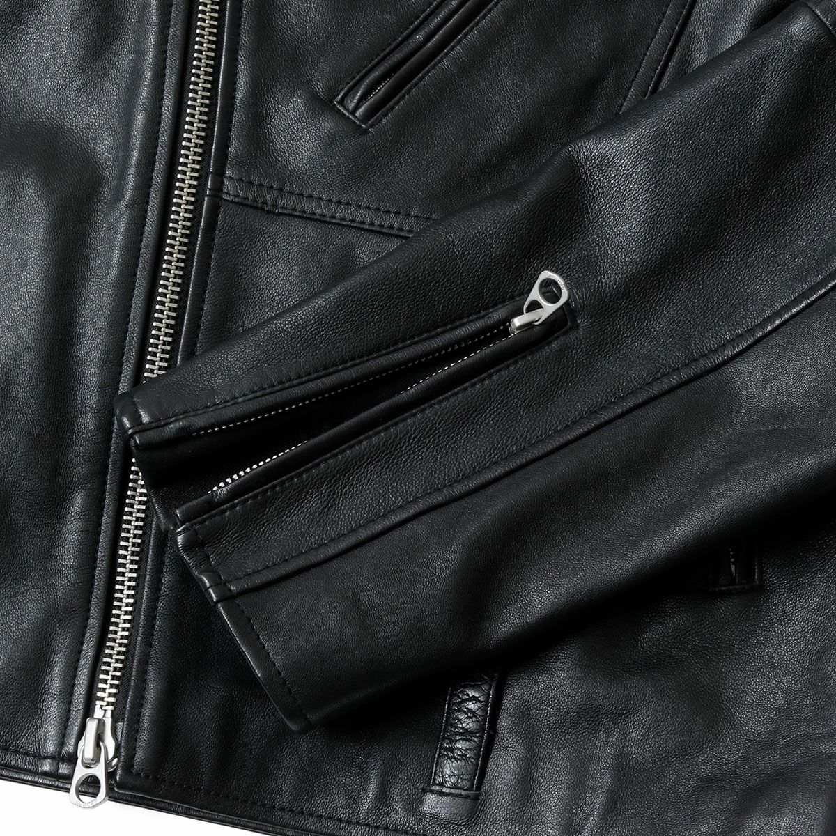 Replay｜ラペルカラー バイカージャケット｜レザー｜ブラック