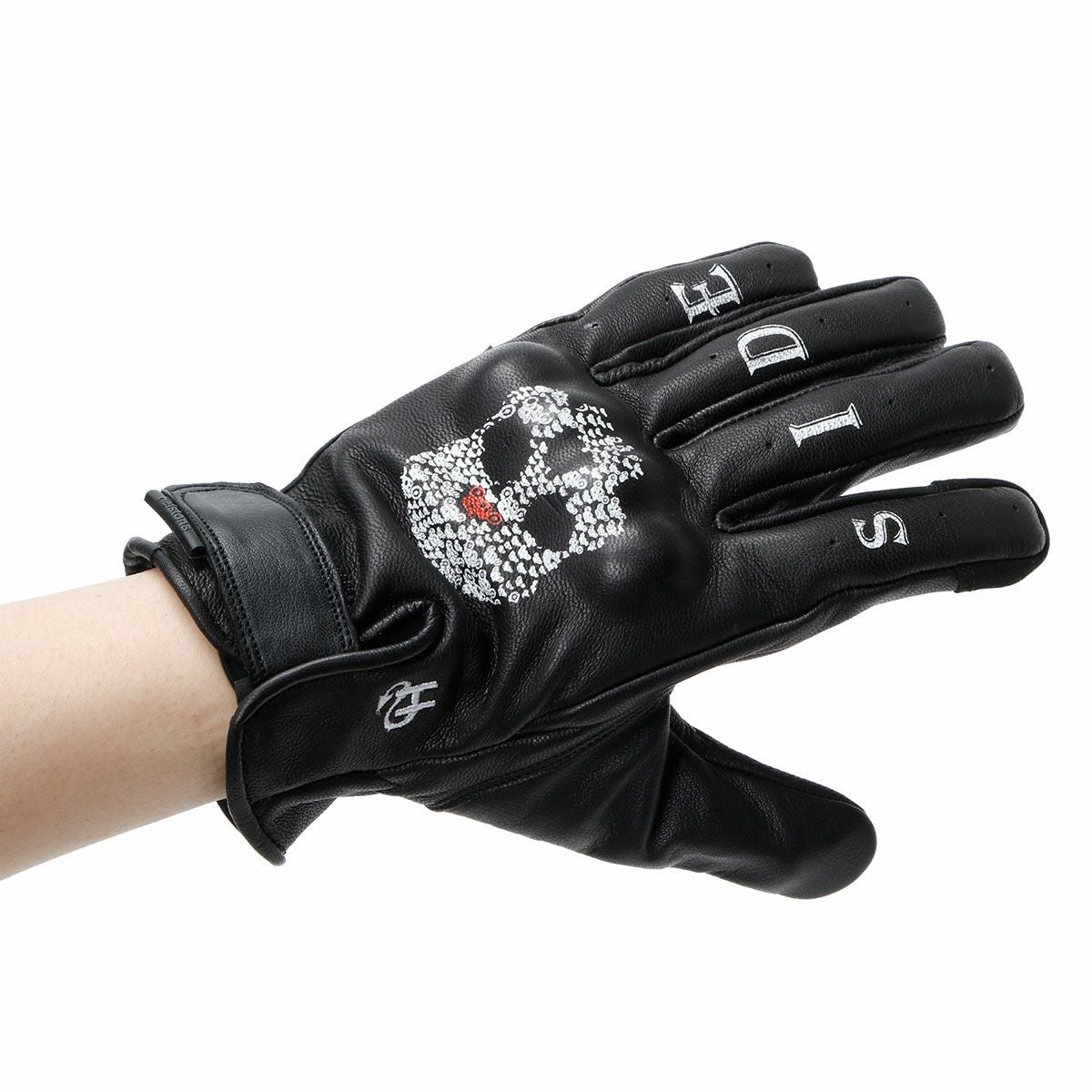 helstons｜スカル グローブ｜3シーズン｜ブラック｜モデル着用