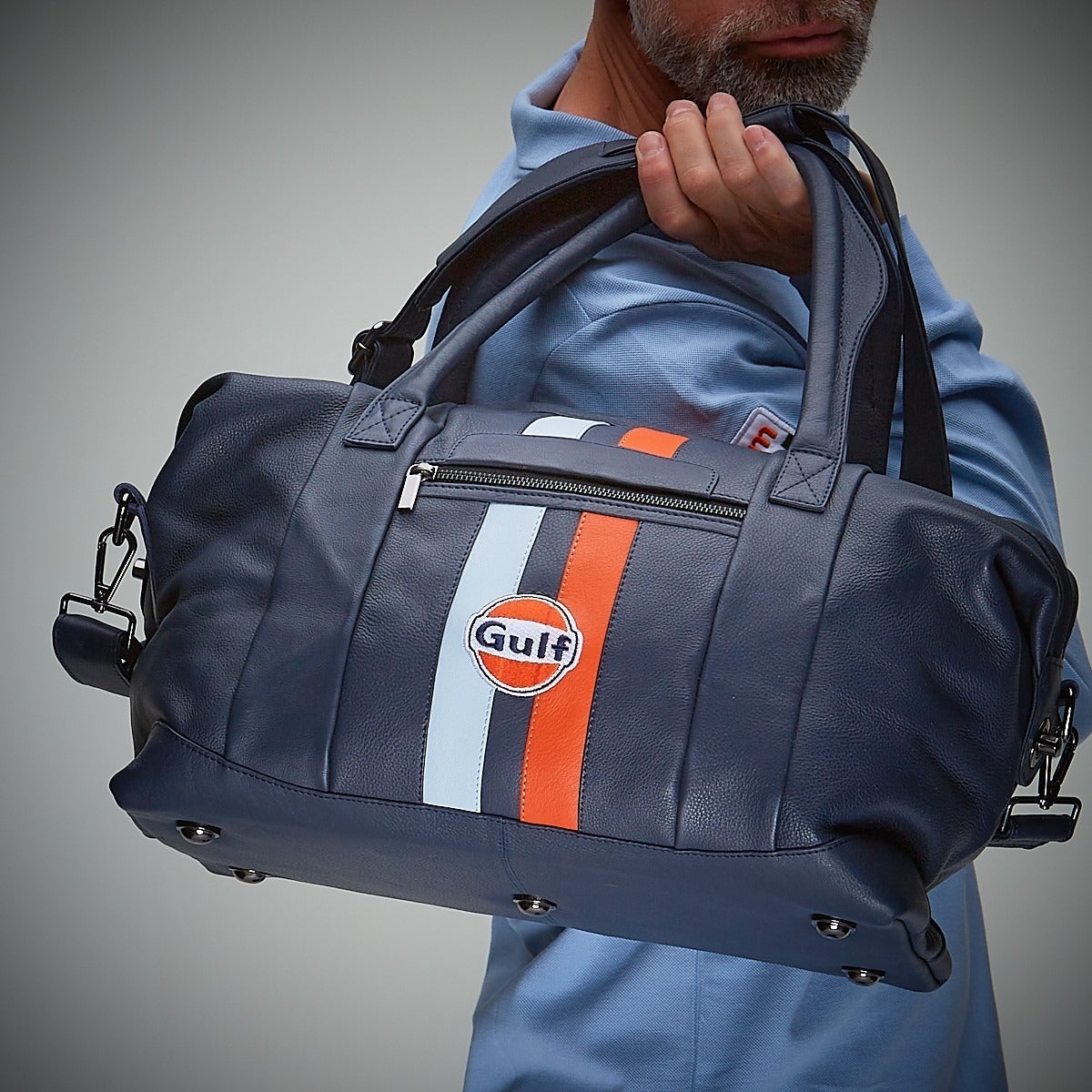 GULF｜ガルフ レザー トラベル バッグ ミディアム｜ボストンバッグ｜ネイビー