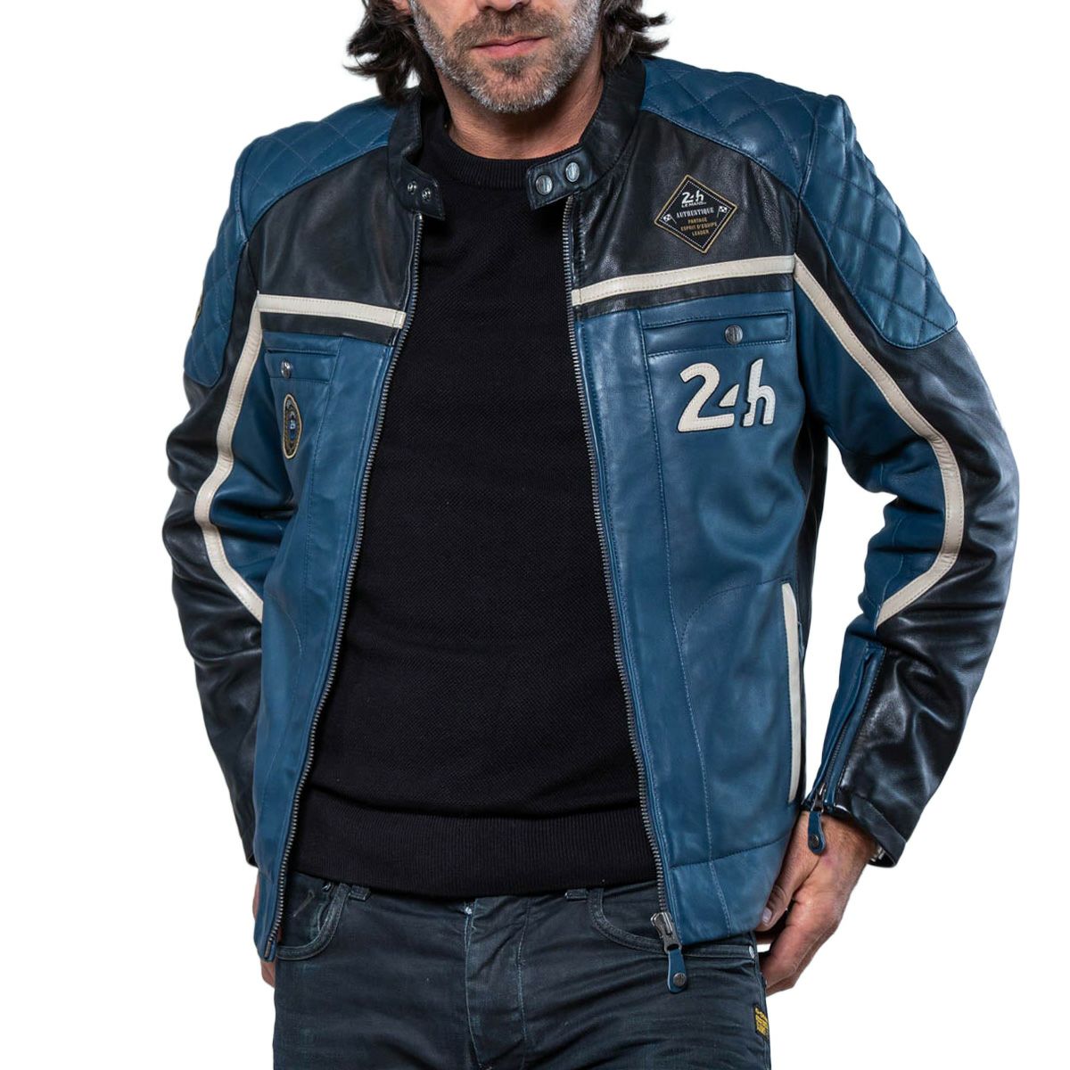 CLASSIC LEGEND MOTORS｜ル・マン 24時間レース LINO レザー ジャケット｜アウター｜ロイヤルブルー｜モデル着用