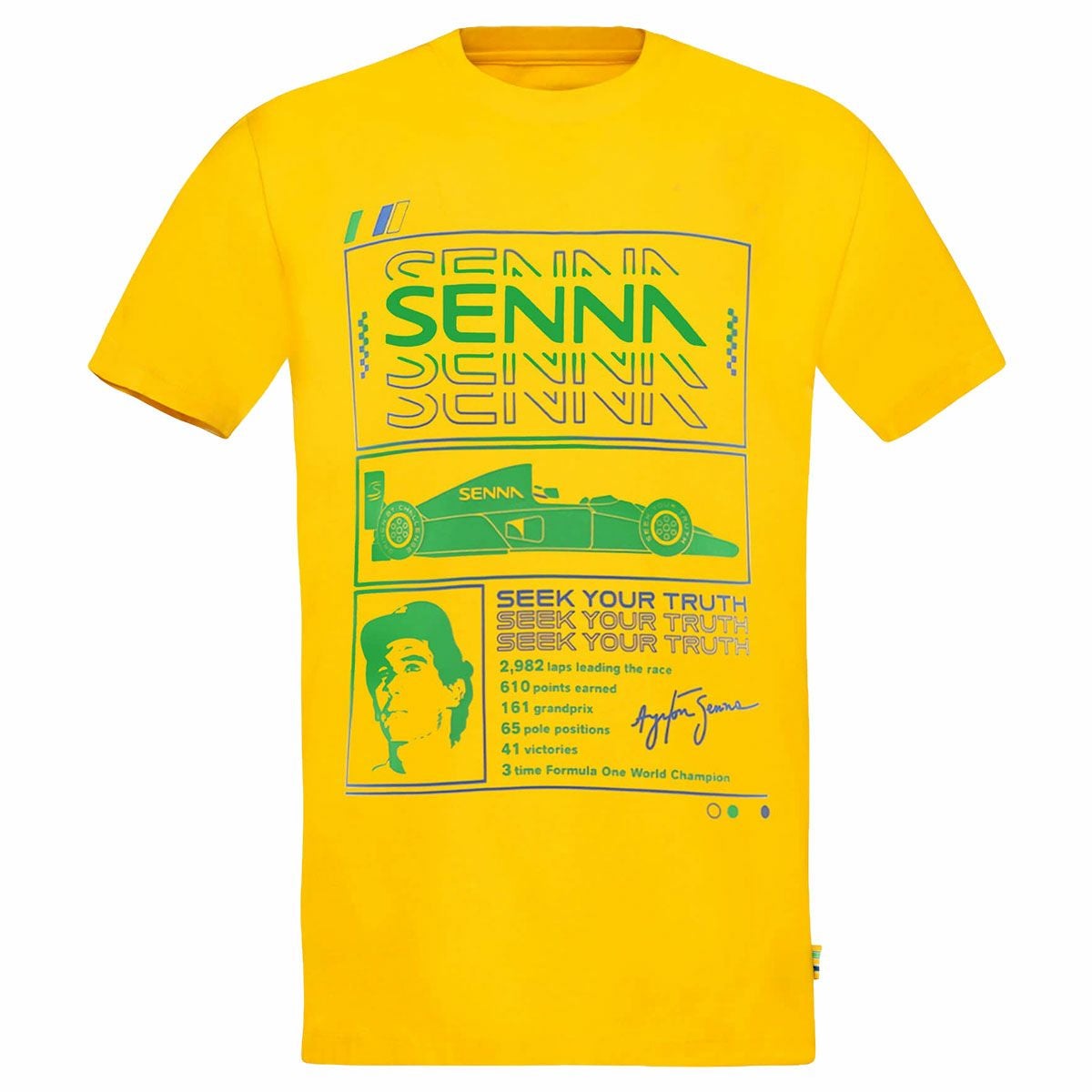 AyrtonSenna｜アイルトン・セナ レース Tシャツ｜イエロー