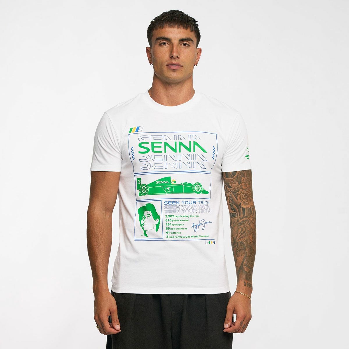 AyrtonSenna｜アイルトン・セナ レース Tシャツ｜ホワイト