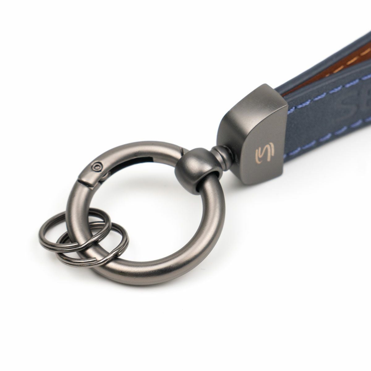 AyrtonSenna｜アイルトン・セナ レザー＆メタル キー ホルダー｜ネイビー