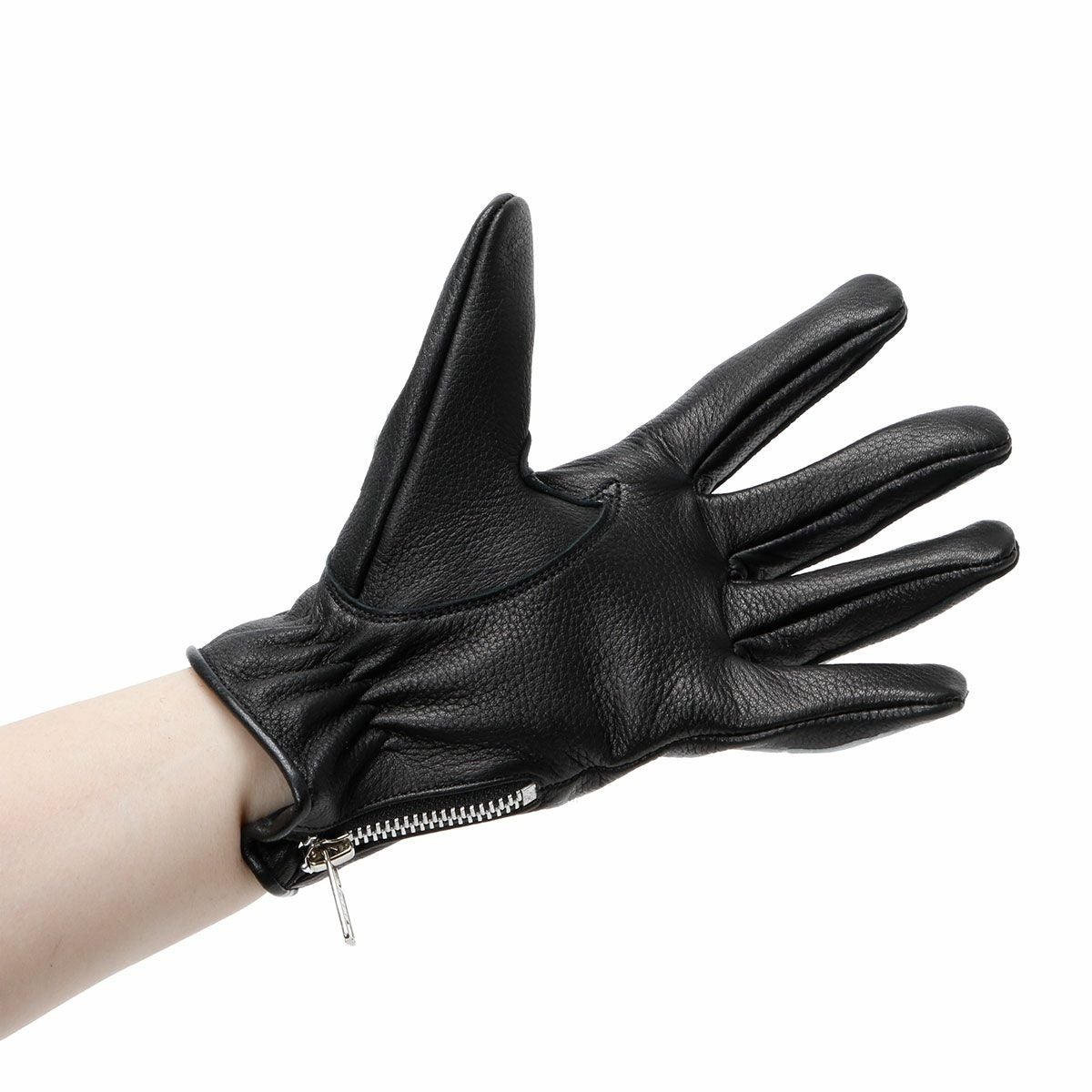 El Solitario｜ボーン ディアスキン グローブ｜3シーズン｜ブラック×ホワイト｜モデル着用