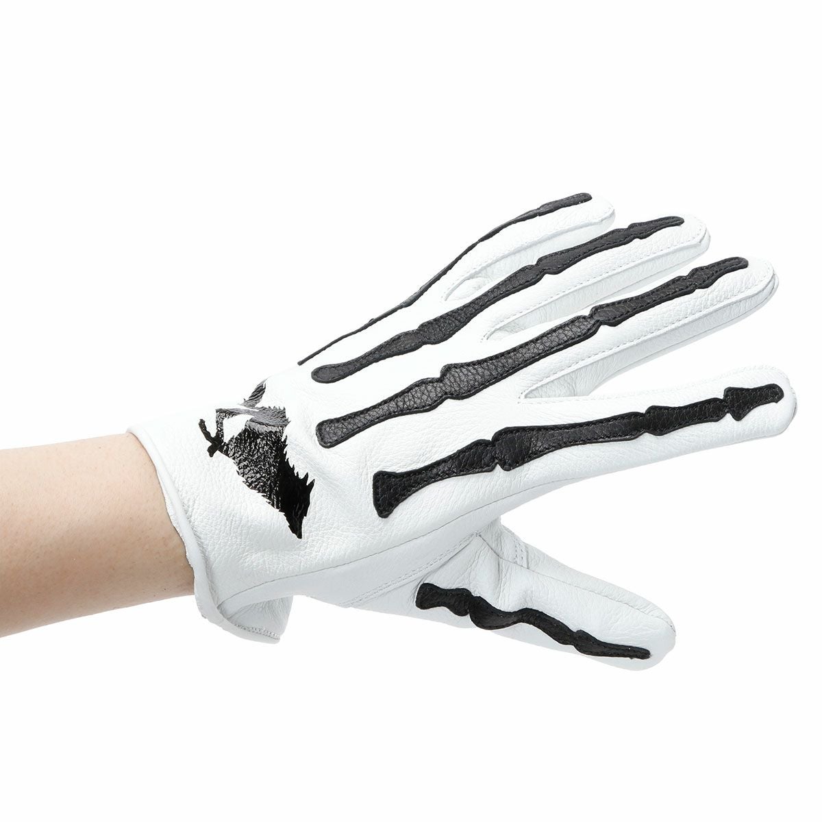 El Solitario｜ボーン ディアスキン グローブ｜3シーズン｜ホワイト×ブラック｜モデル着用