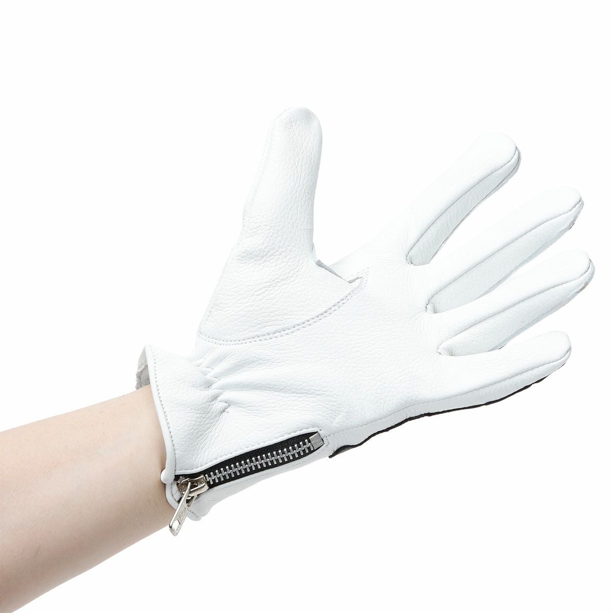 El Solitario｜ボーン ディアスキン グローブ｜3シーズン｜ホワイト×ブラック｜モデル着用