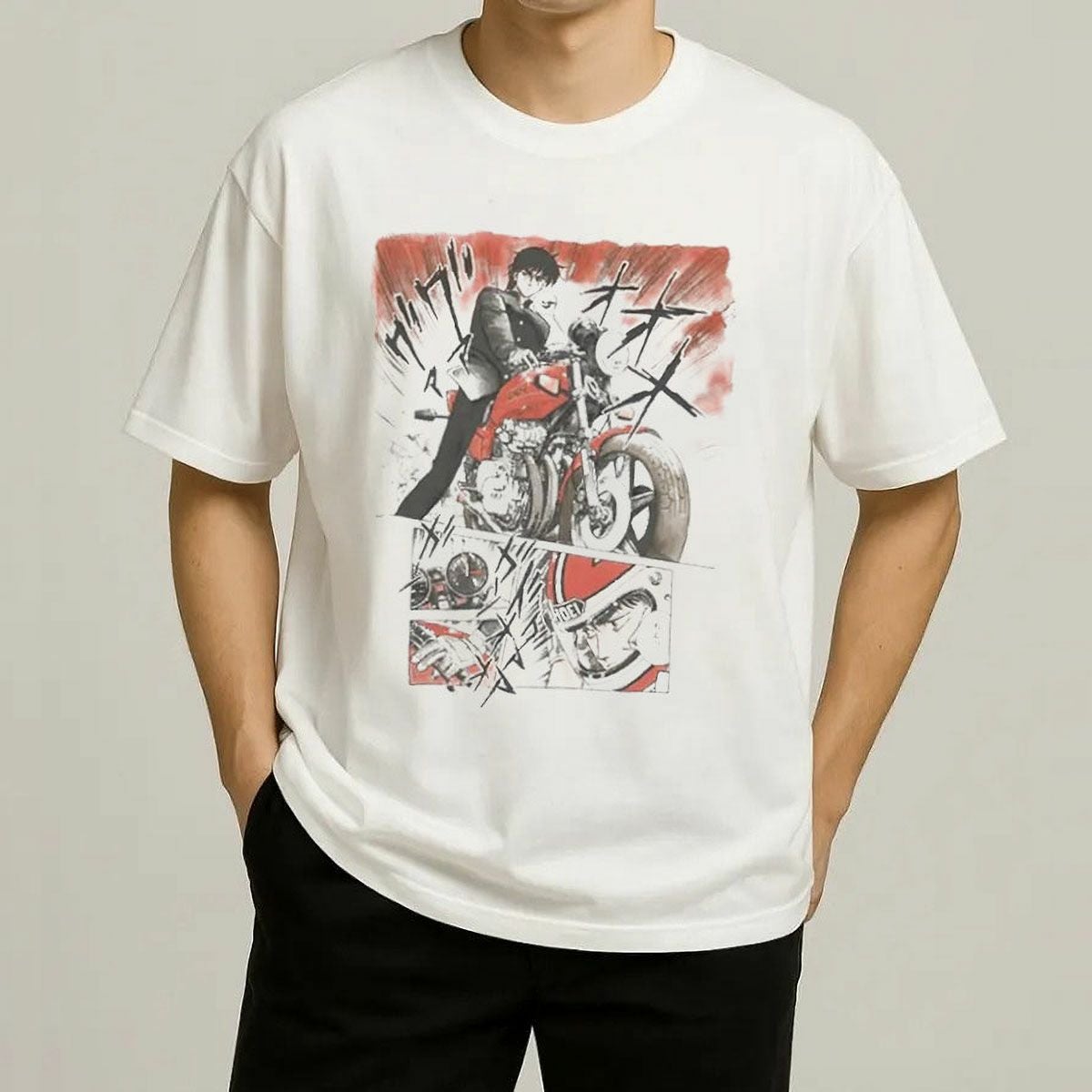 バリバリ伝説｜バリバリ伝説 GUN KOMA 威嚇Tシャツ｜ホワイト