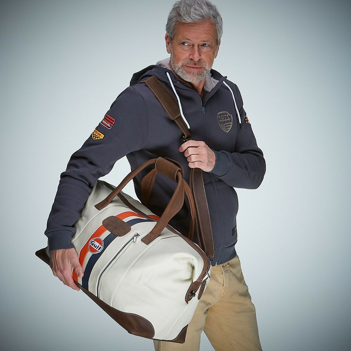 GULF｜ガルフ キャンバス トラベルバッグ ビッグ｜ボストンバッグ｜ライトベージュ｜使用イメージ