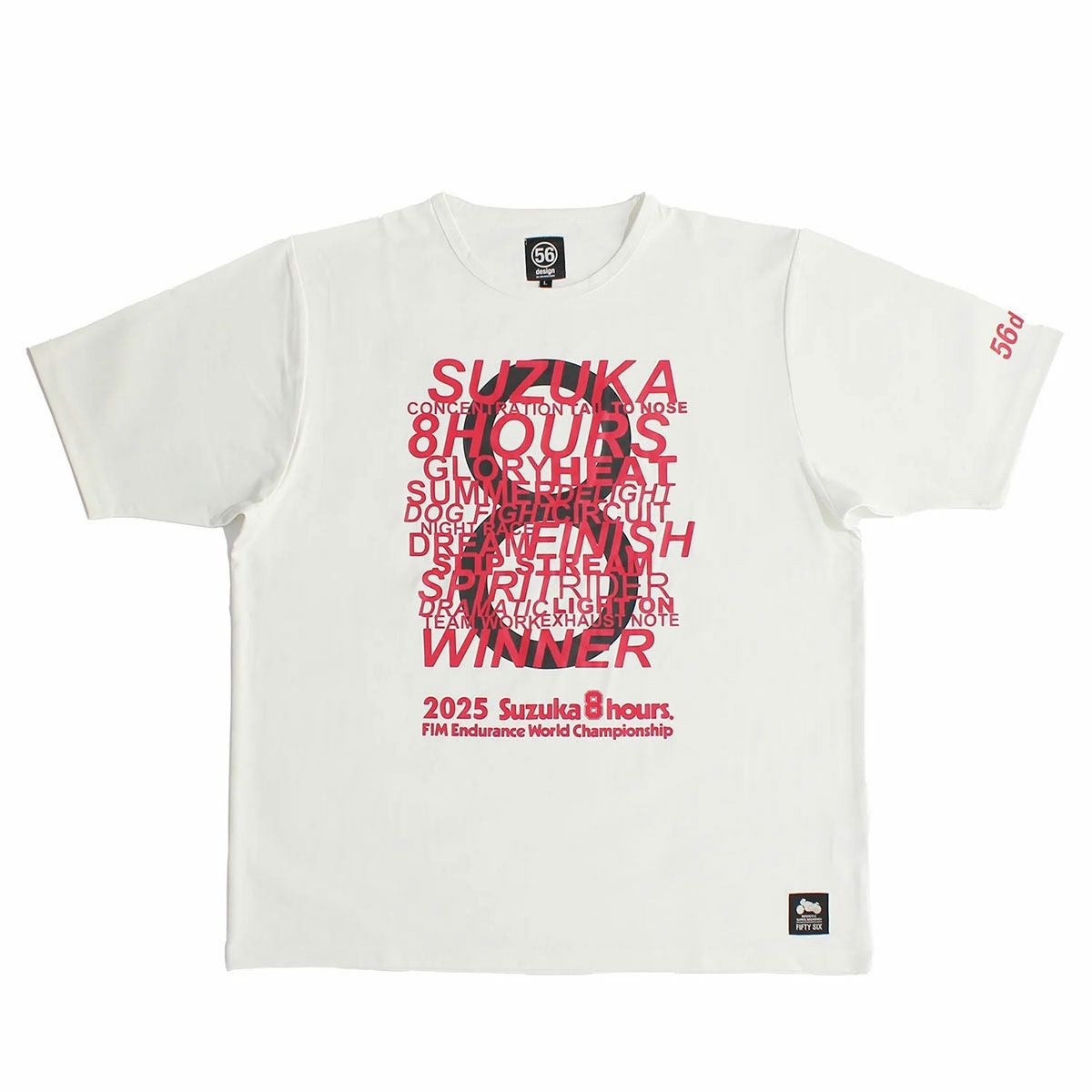 56design｜鈴鹿８耐 x 56design コラボTee2025｜Tシャツ｜ホワイト×レッド