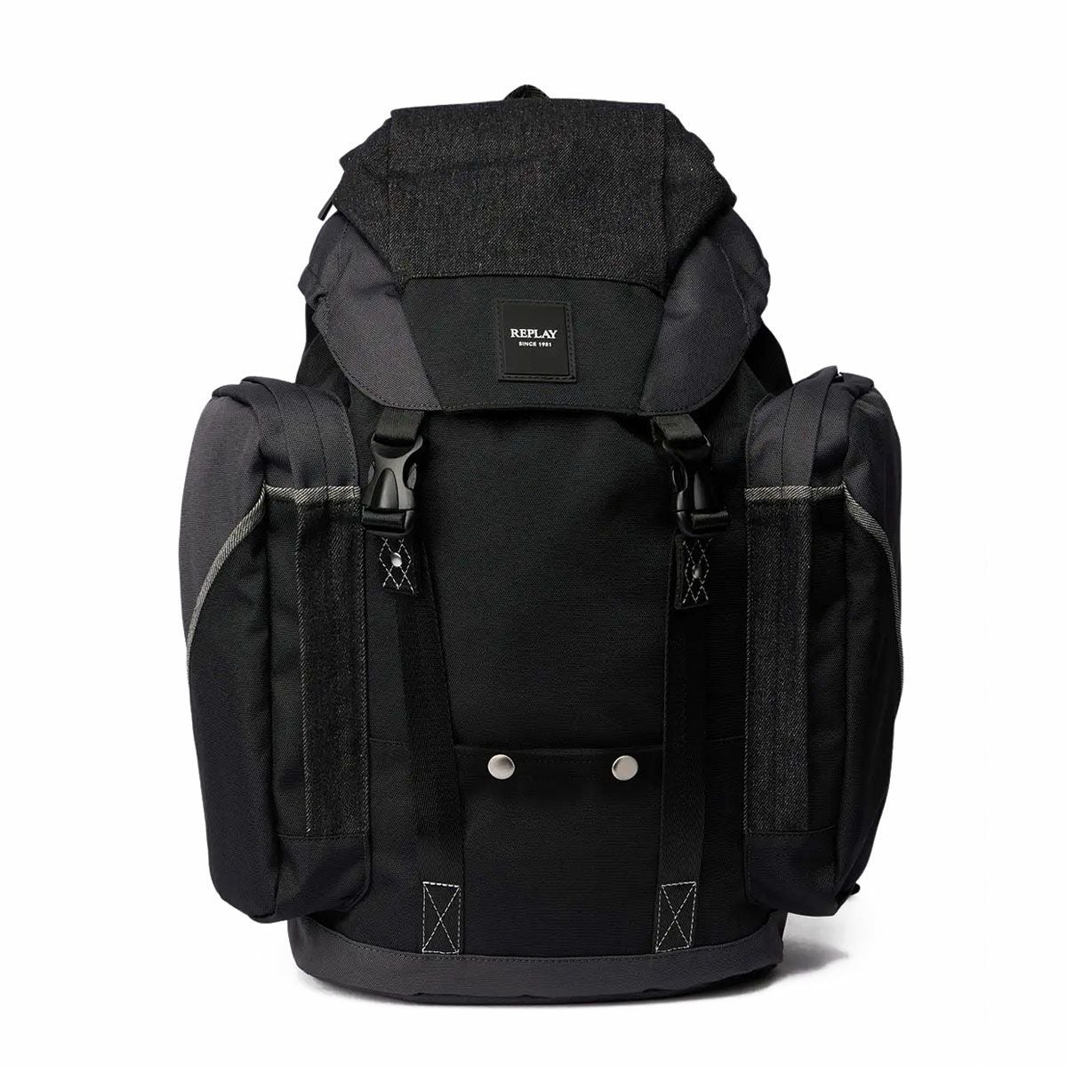 Replay｜ロウデニム バックパック｜バッグ｜グラナイトグレー×ブラック